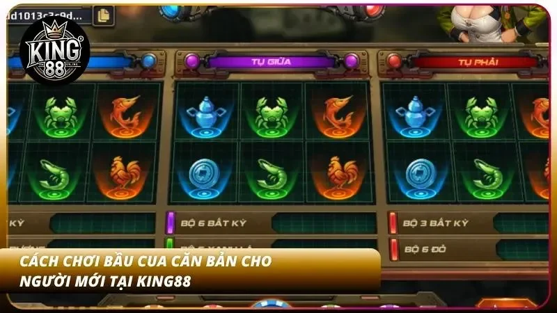 Cách chơi Bầu Cua King88 - Luật chơi và mẹo đặt cửa 1 Giao diện giả lập 3D hiển thị chi tiết cách chơi Bầu Cua trực quan